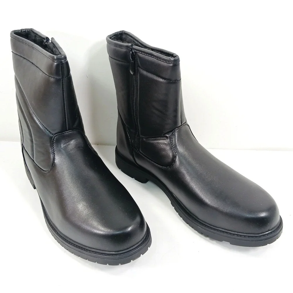 Mens Black Faux Fur Lined Side Zip Winter Boots Style 7703 Size 12
